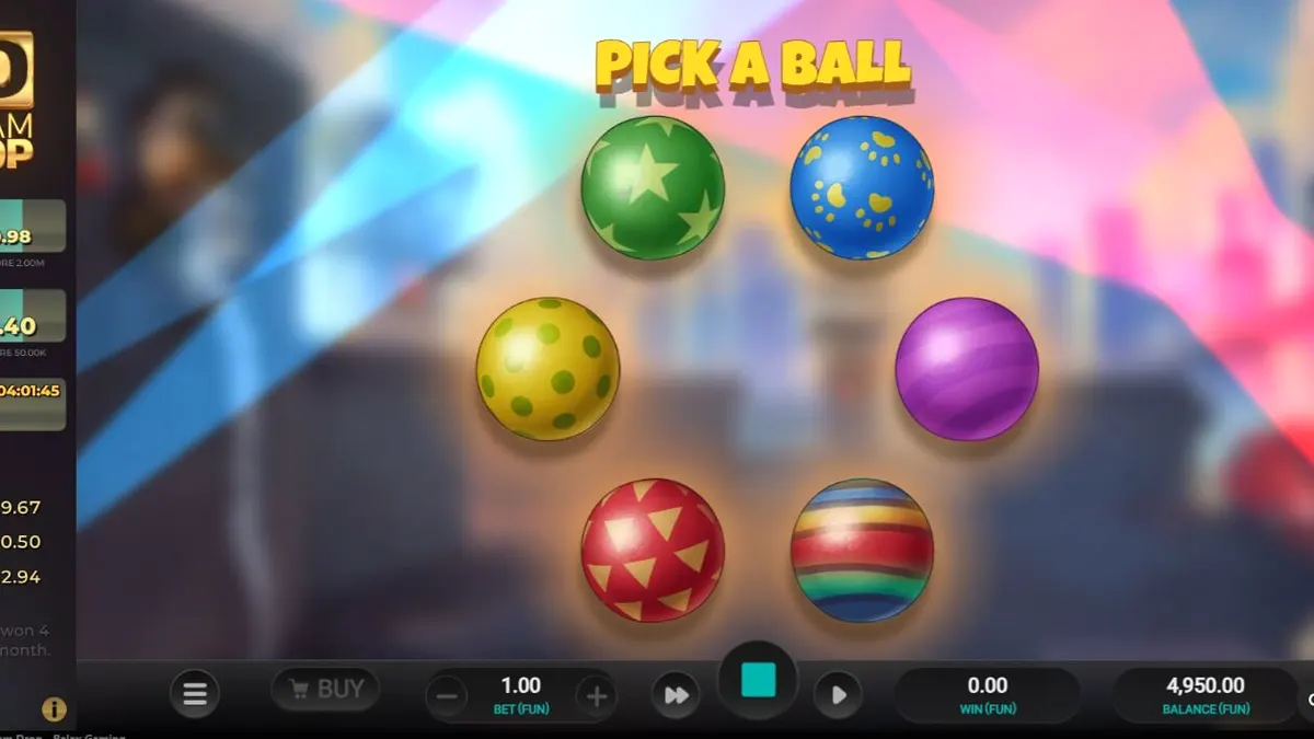 Tampilan layar permainan slot Purrrminator Dream Drop dengan tema distopia