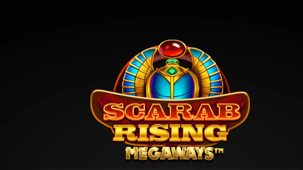 Tampilan antarmuka slot Scarab Rising Megaways dengan nuansa Mesir kuno