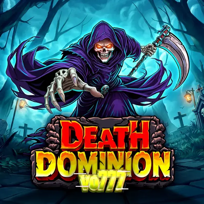 Tampilan visual slot Death Dominion dengan tema pemakaman gotik